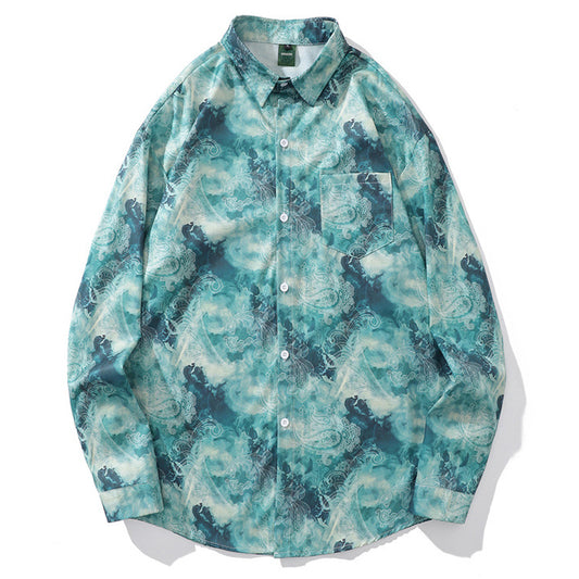New Spring Color-Scheme Marine Print Long Sleeve Shirt