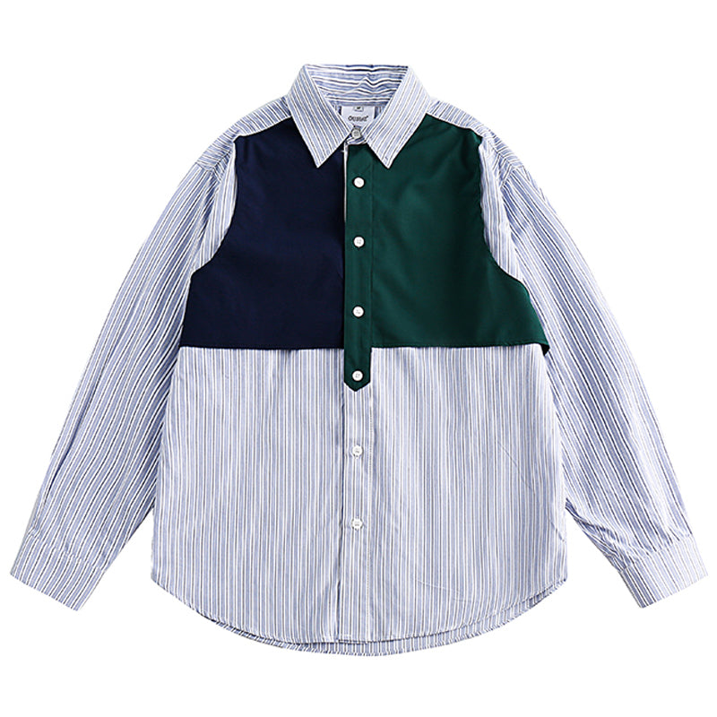 Faux layered outdoor vest and striped shirt