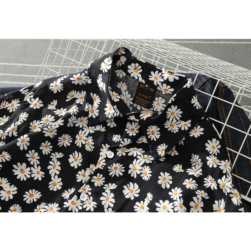 New summer daisy print short sleeve shirt