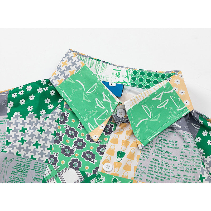Retro color scheme all-over Hawaiian short-sleeved shirt