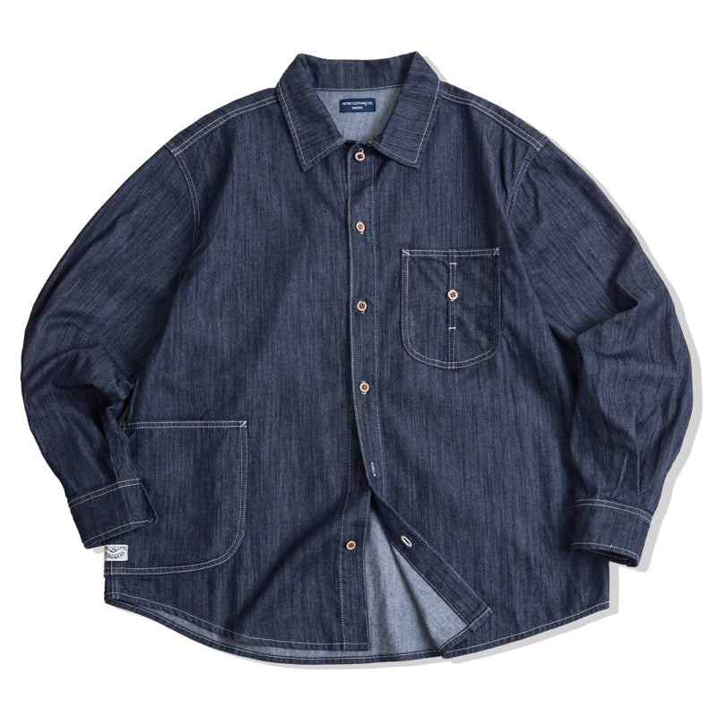 Denim work shirt with large "U" pocket