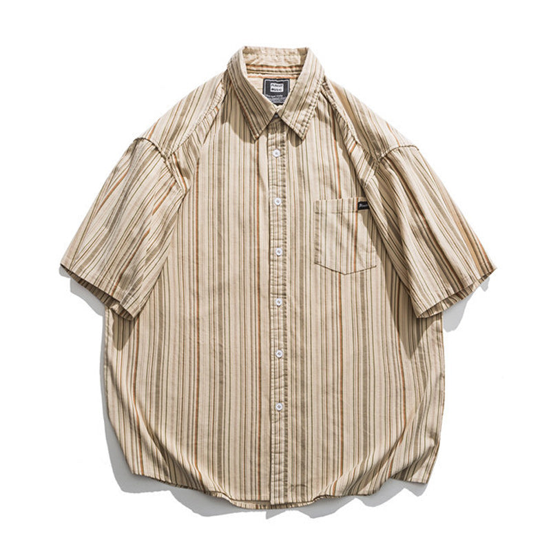Fashion striped work short sleeve shirt