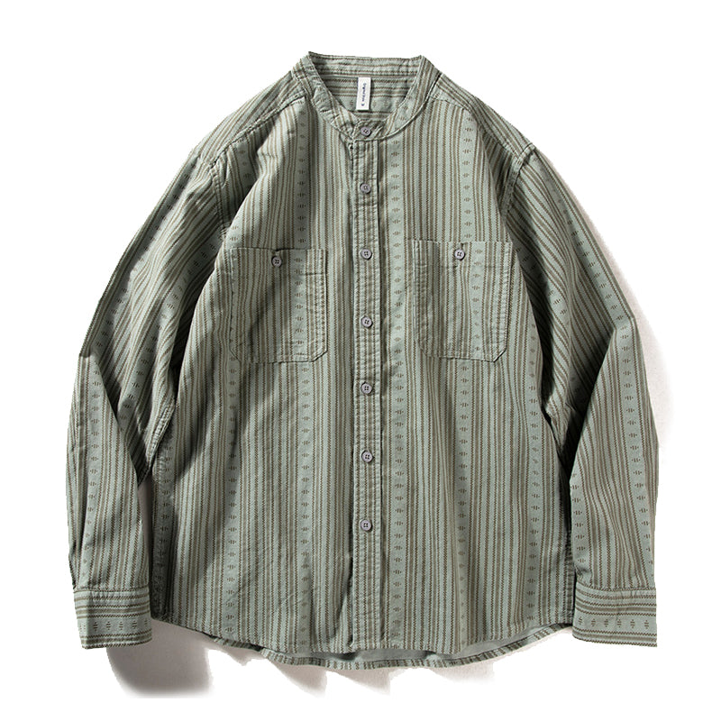 Ethnic Stripe Corduroy Henley Shirt