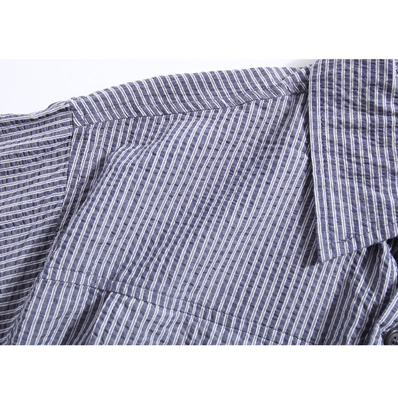Retro Striped Elbow Patchwork Long Sleeve Shirt