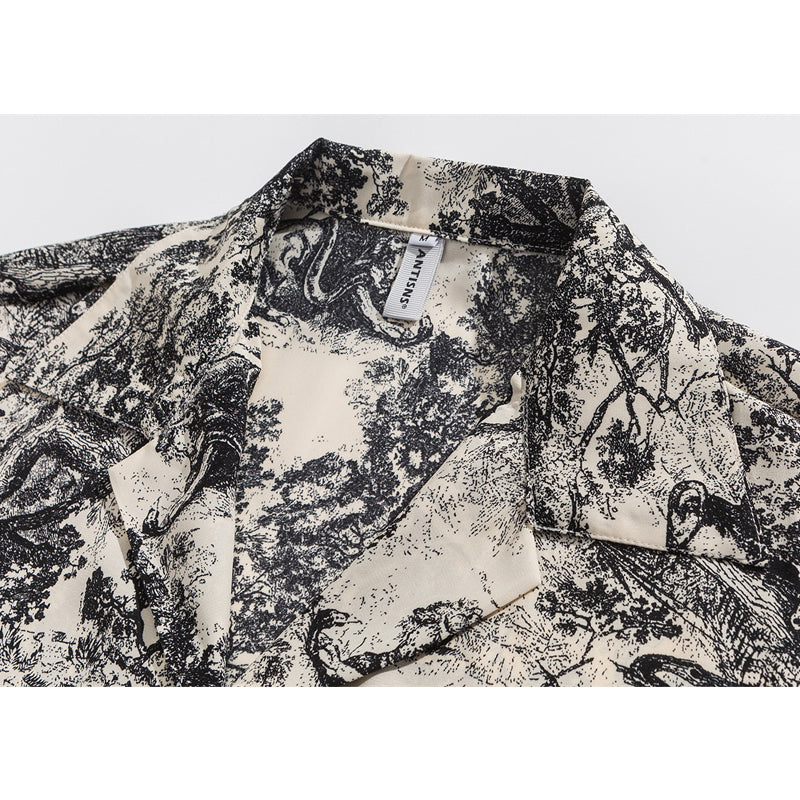 Sumi-e natural print short-sleeved shirt