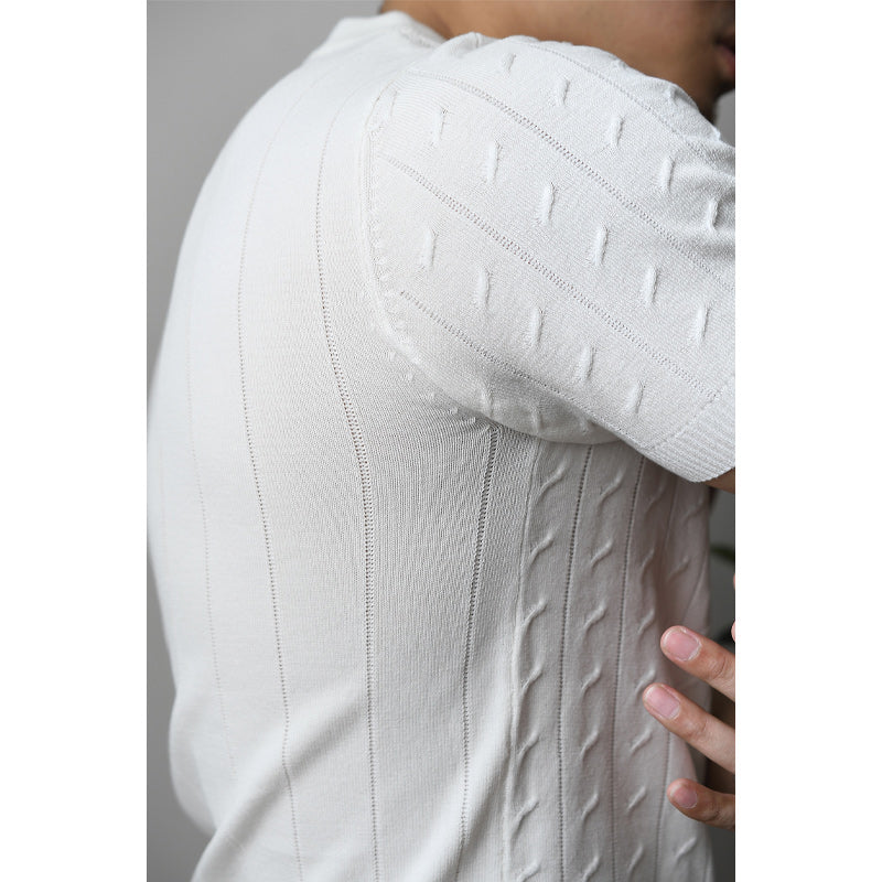 Slim American retro knit short sleeve T-shirt