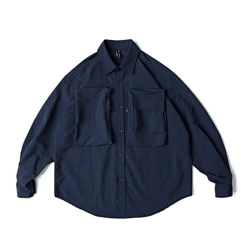 New for Spring: Solid Color 3D Pocket Turndown Collar Shirt
