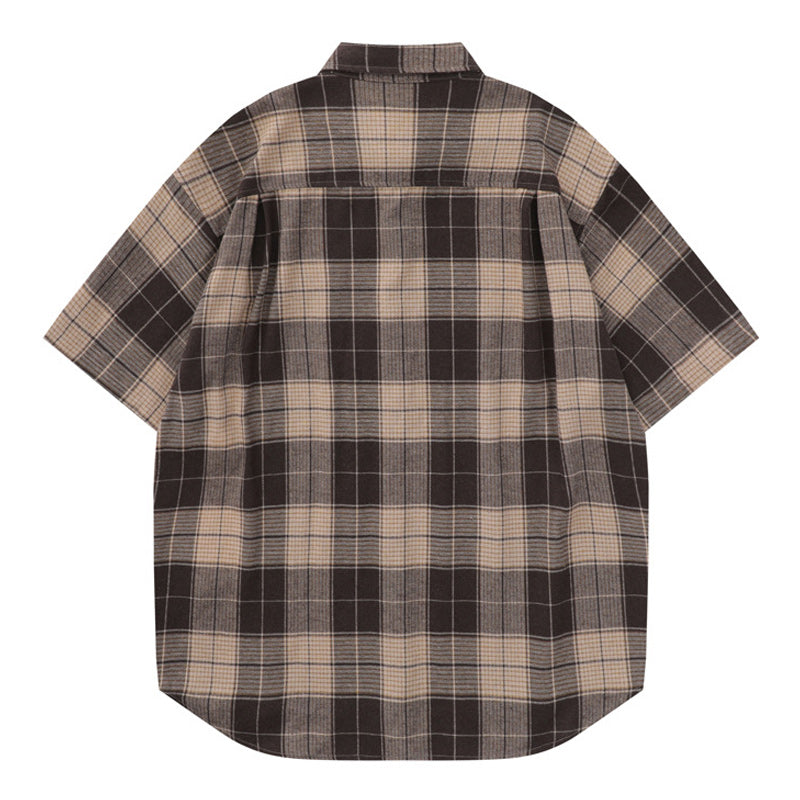 Irregular Retro Check Short Sleeve Shirt