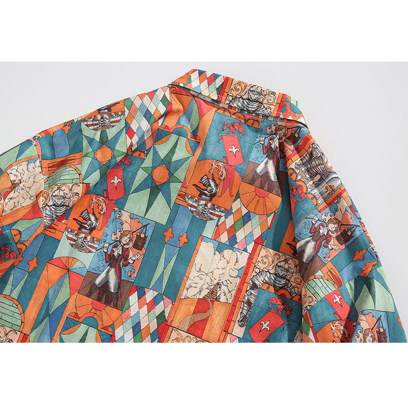 Retro all-over print aloha short-sleeved shirt