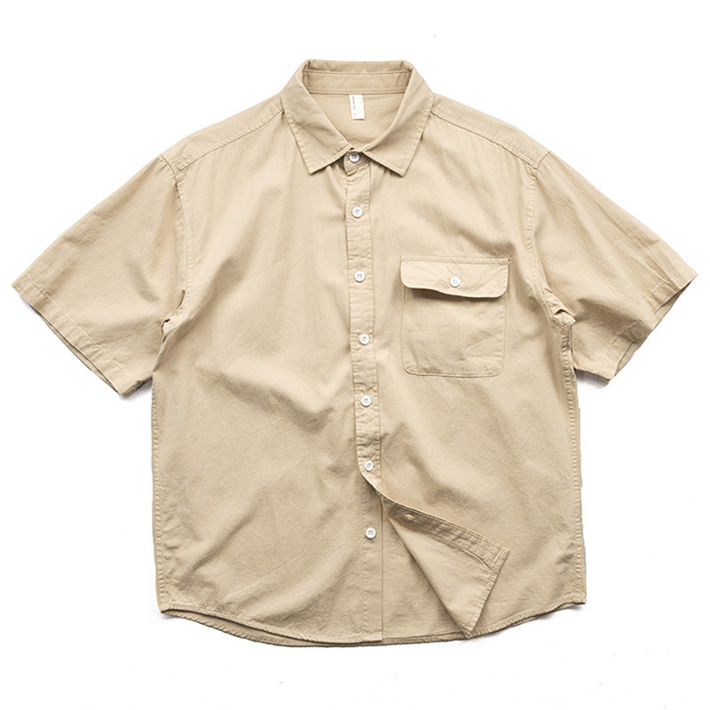 Flap pocket plain work shirt