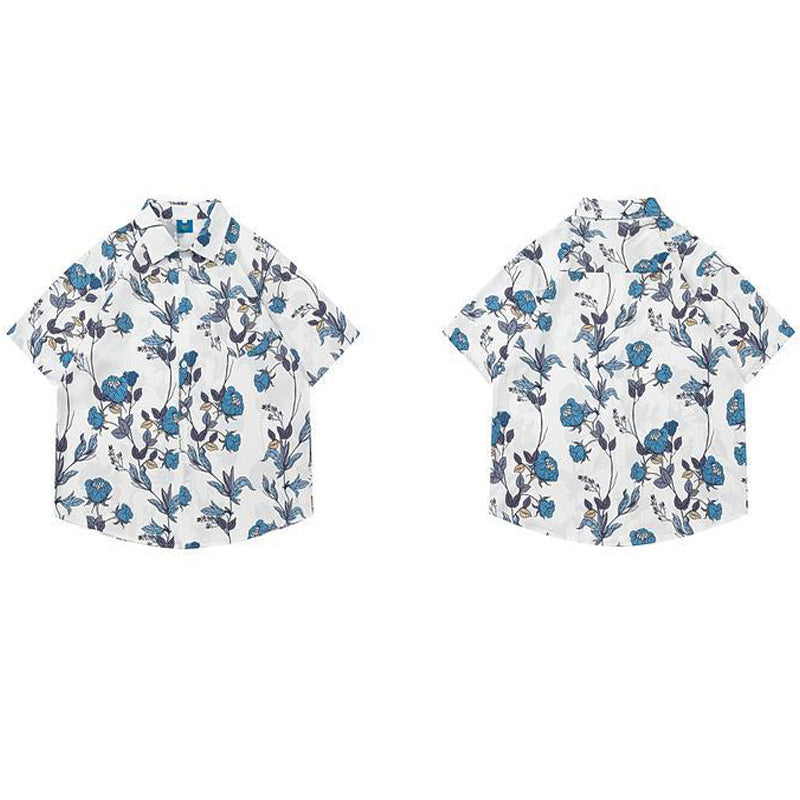 Hawaiian print floral all-over short-sleeved shirt
