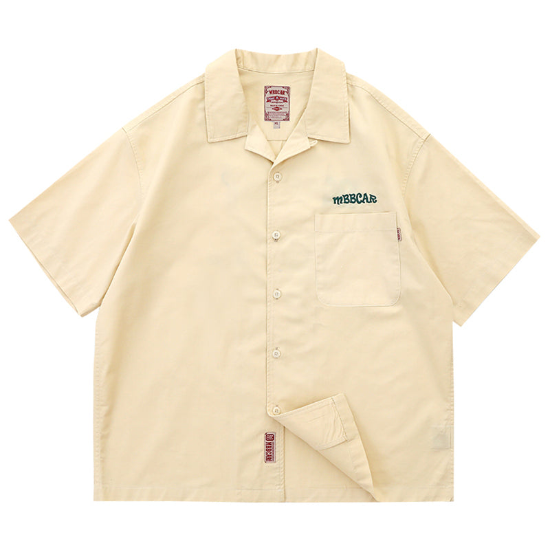Retro Embroidered Bowling Short Sleeve Cuban Shirt