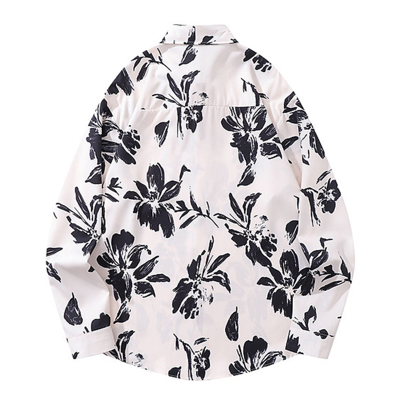 Floral print, smooth texture, long sleeve shirt