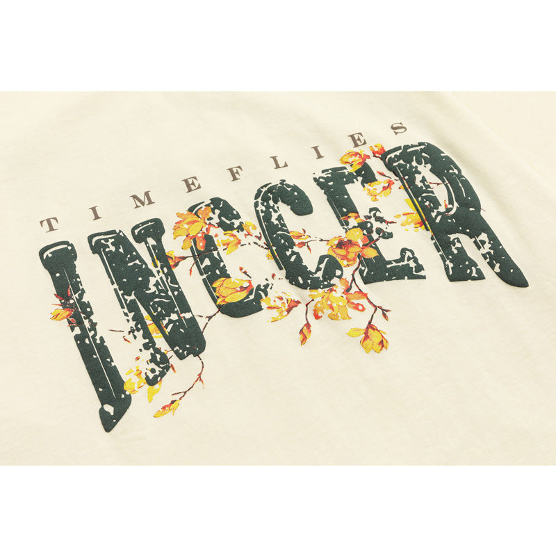 Cool alphabet floral short-sleeved T-shirt