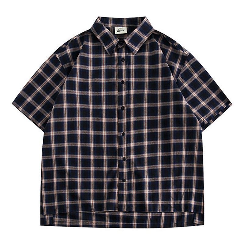 Classic check pattern work short-sleeved shirt