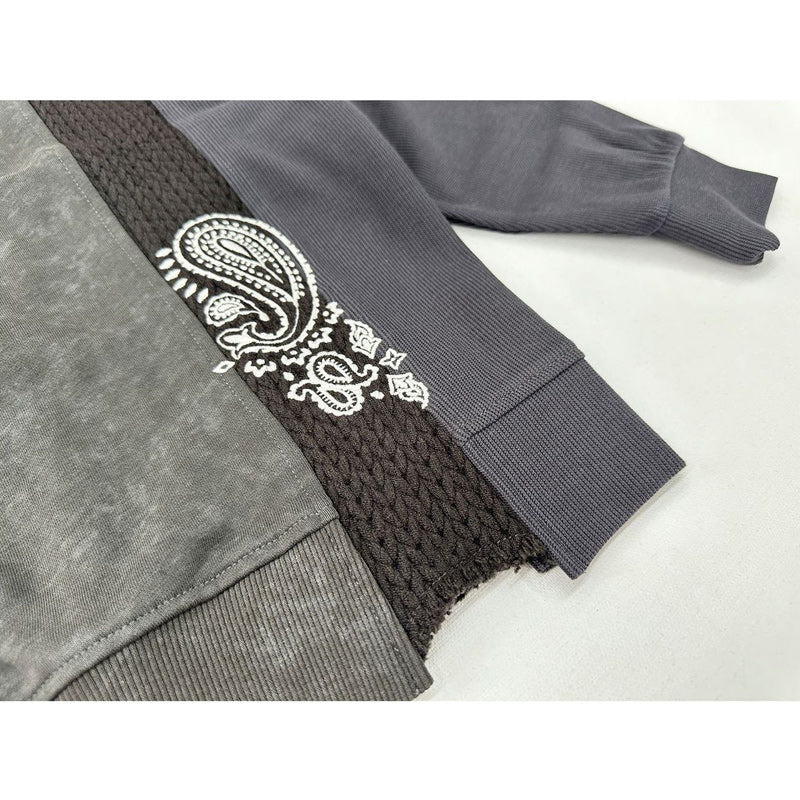 Reconstructed Paisley Embroidered Cable Knit Combi Sweatshirt