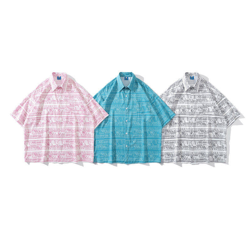 New for summer: ethnic print short-sleeved shirt
