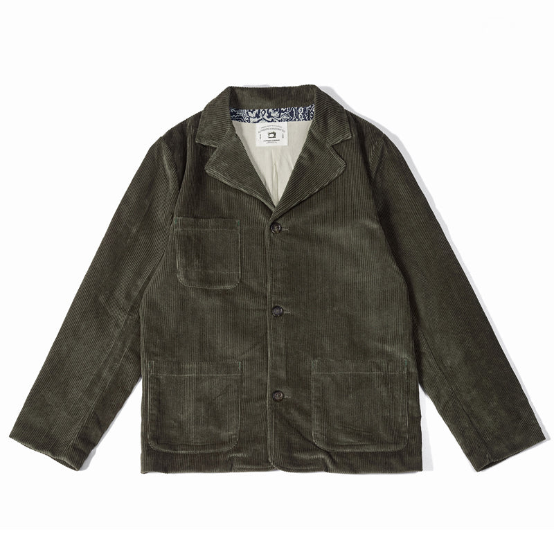 Olive green cotton corduroy tailored jacket