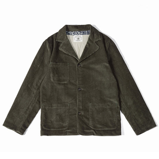 Olive green cotton corduroy tailored jacket