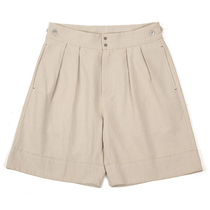 Mid-waist cotton-linen Naples shorts
