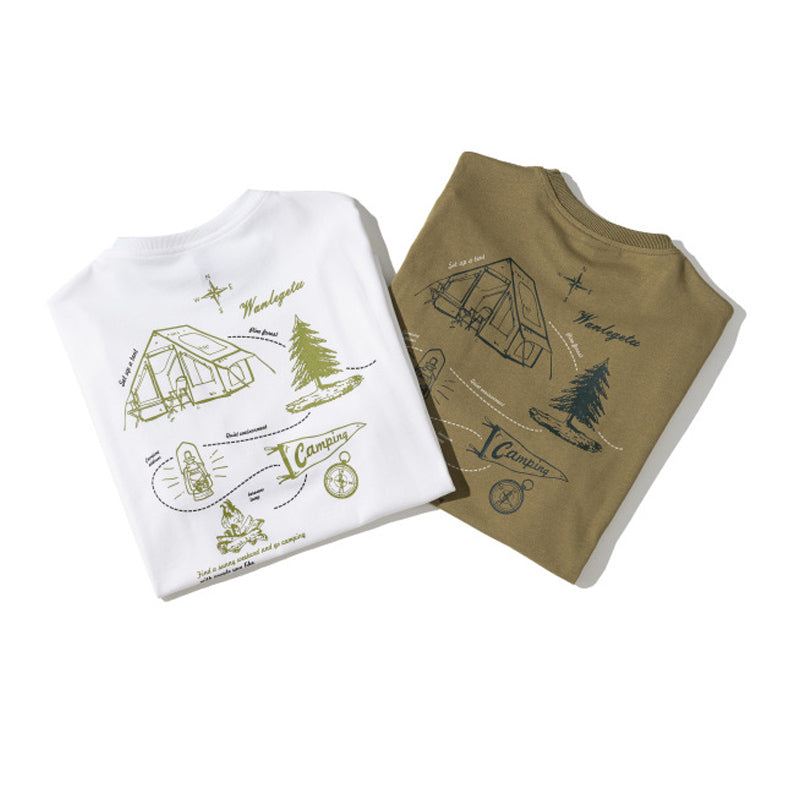 夏新作 Yama camping プリント半袖Tシャツ