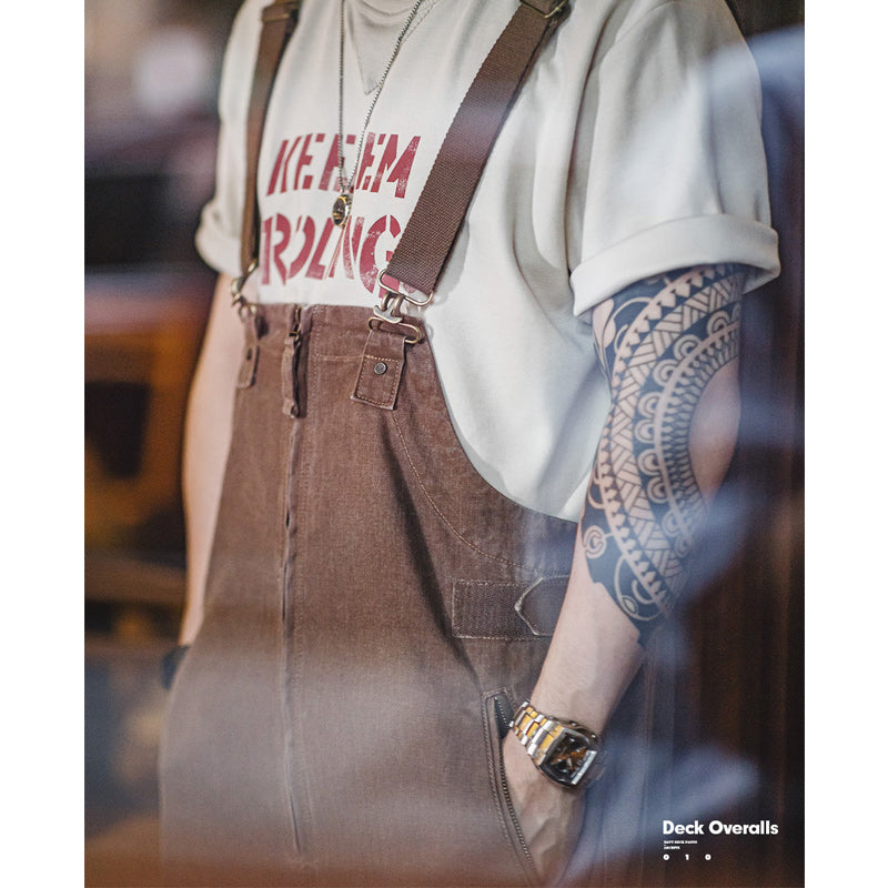 1930s Herringbone Twill Deck Overalls, Washed