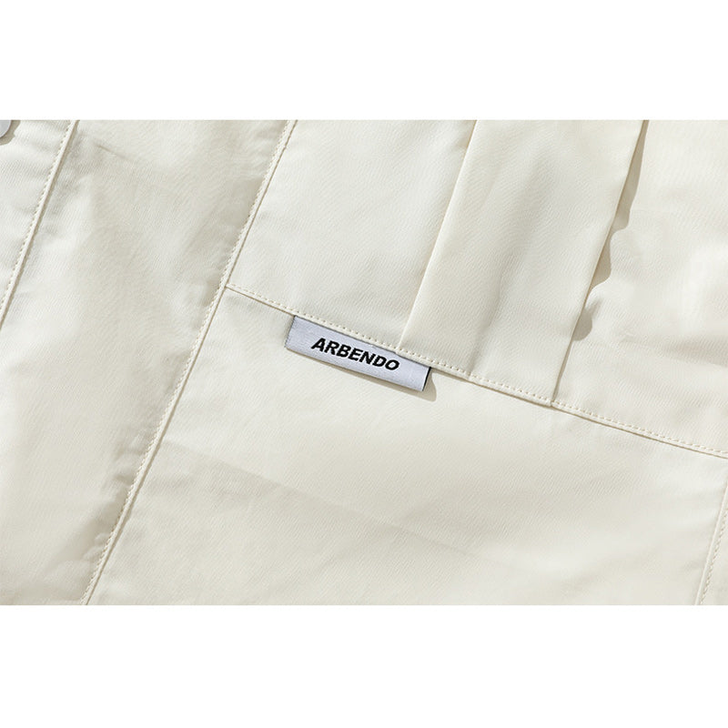 Plain short-sleeved work shirt with pocket