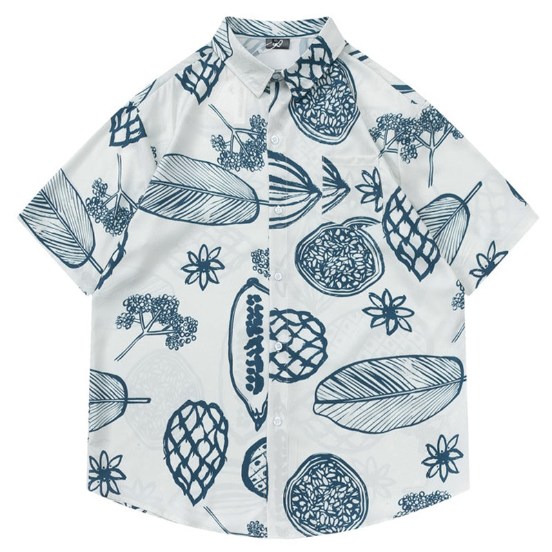 Botanical print short-sleeved shirt