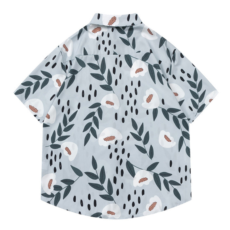 Retro all-over print aloha shirt, short sleeves