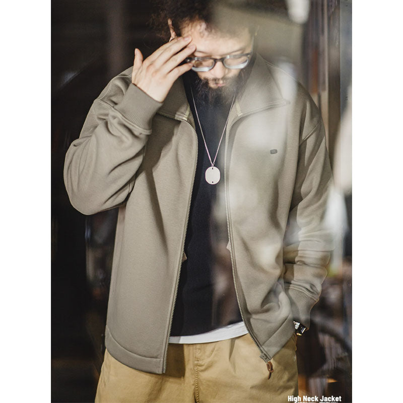 Fleece-lined high-neck tennis jacket