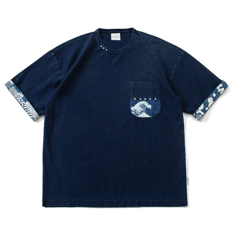 神奈川沖波裏ポケ 藍染Tシャツ