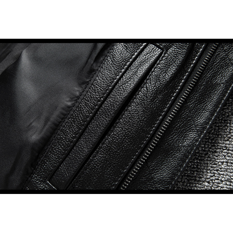 Leather flight jacket with Indian embroidery badge