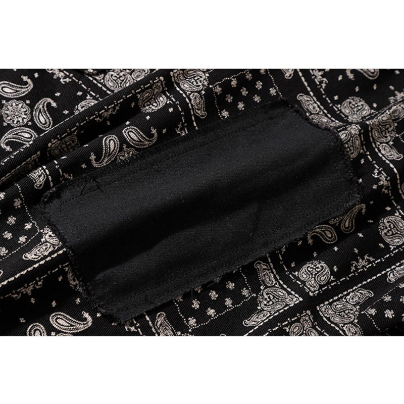 Elbow patch paisley print work shirt