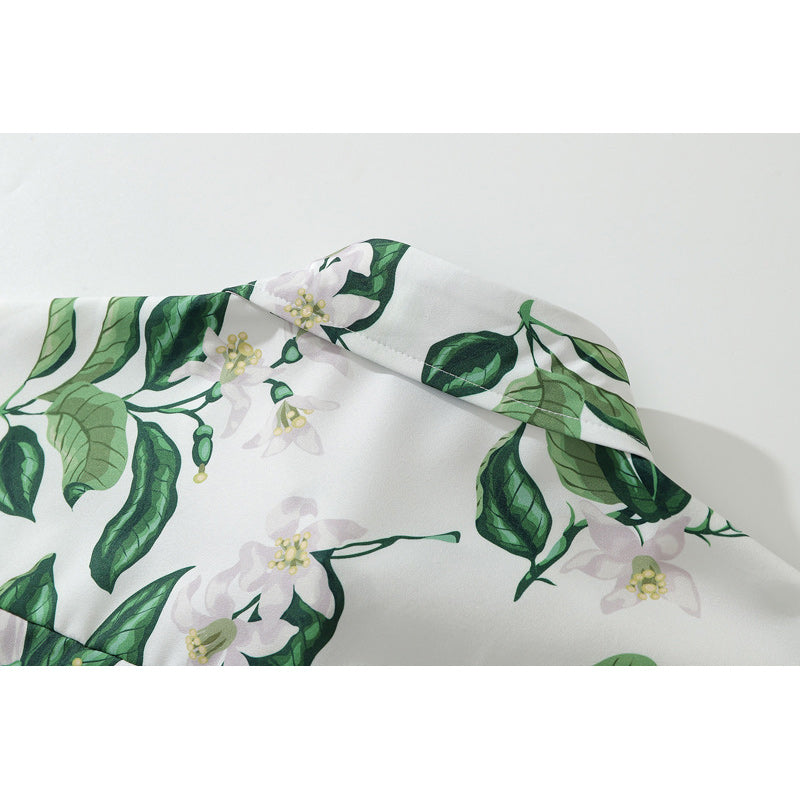 Fresh Hawaiian floral short-sleeved shirt