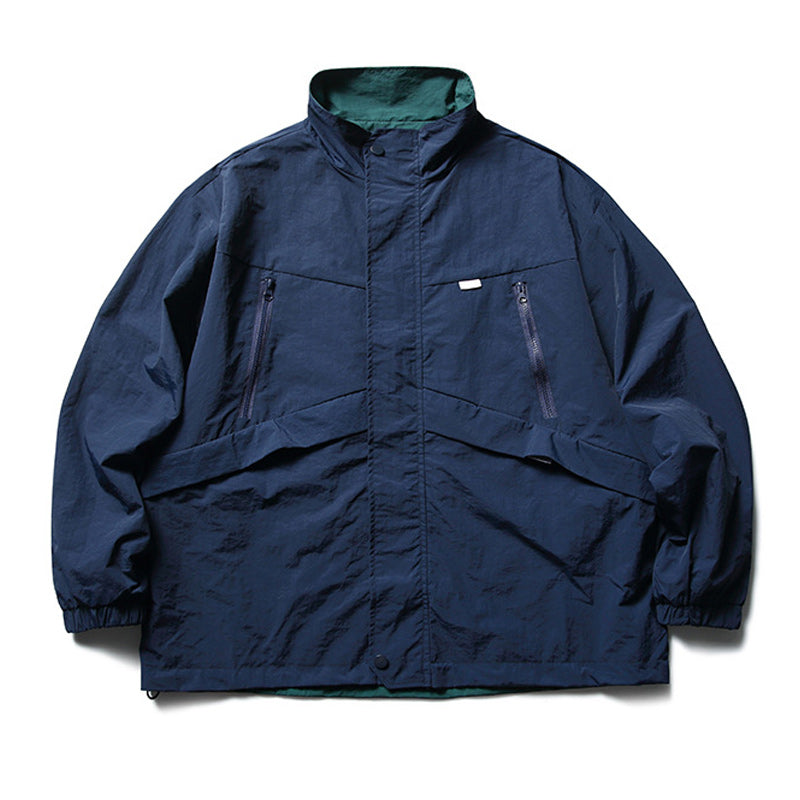 Reversible Retro Zipper Work Jacket