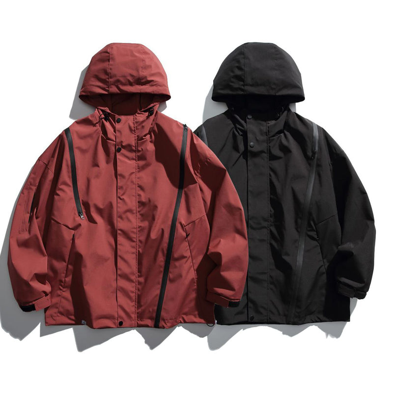 春新作無地ハーフジップフード付きジャケット