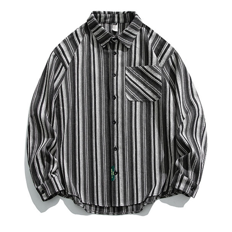 Striped long-sleeved shirt with pocket