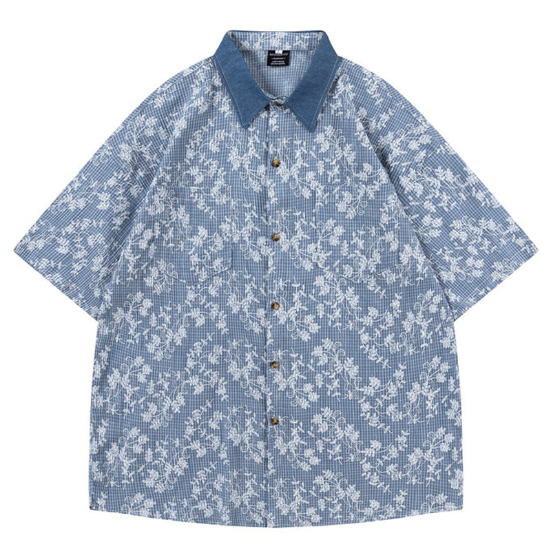 New summer floral print short sleeve shirt