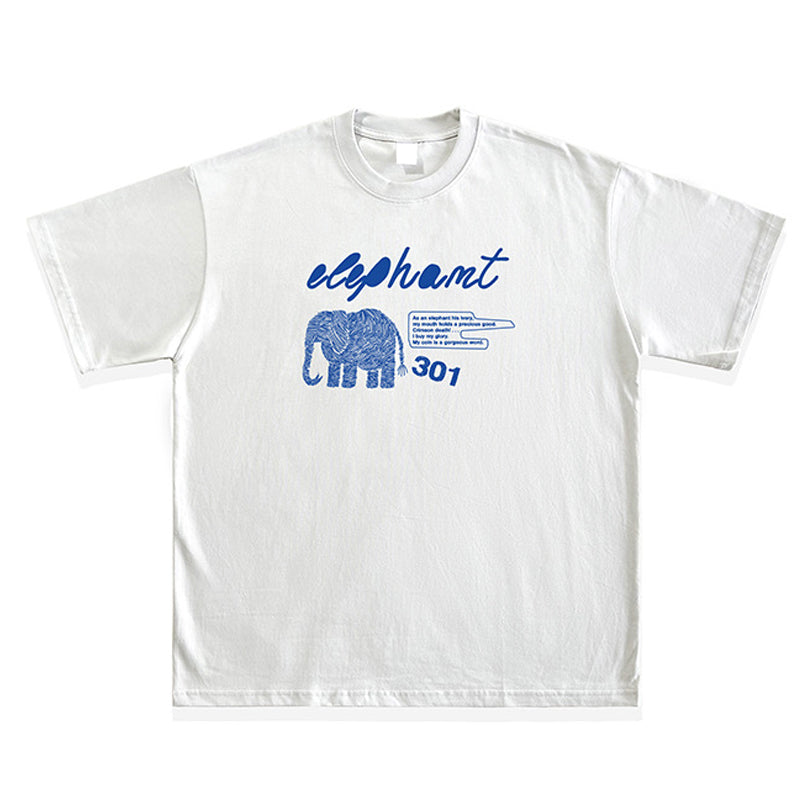 Elephant graffiti print short sleeve T-shirt