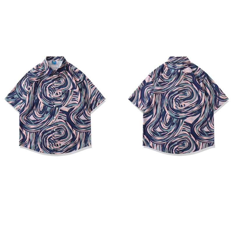 Geometric all-over print aloha shirt