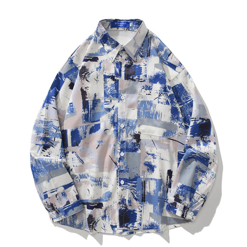New Spring Graffiti Oil Painting Color Scheme Long Sleeve Shirt