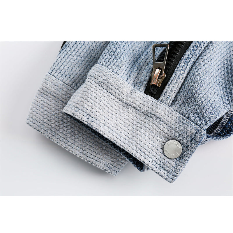 Original ethnic jacquard patchwork denim jacket