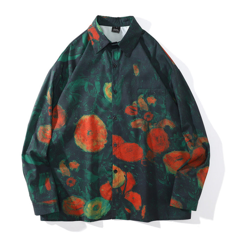 New oil painting style color scheme long sleeve shirt