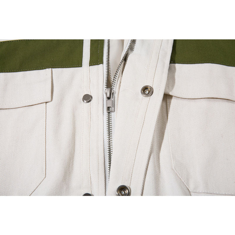 Vintage cargo jacket with multiple pockets and contrasting colors