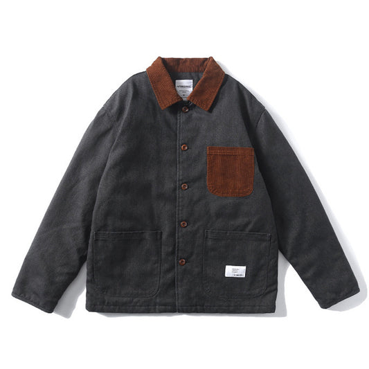 Multi-pocket trend cargo down jacket