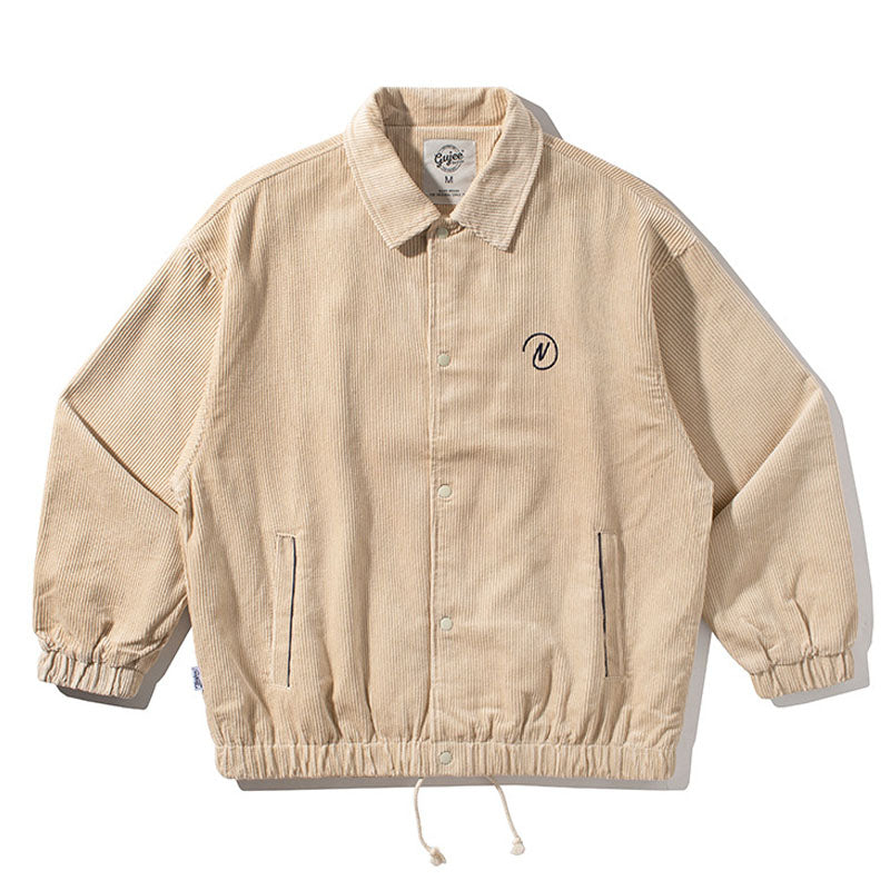 Plain corduroy embroidered skipper jacket