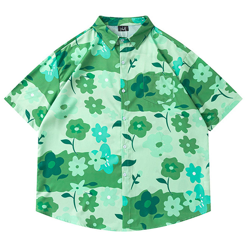 New for summer: Hawaiian floral print short-sleeved shirt