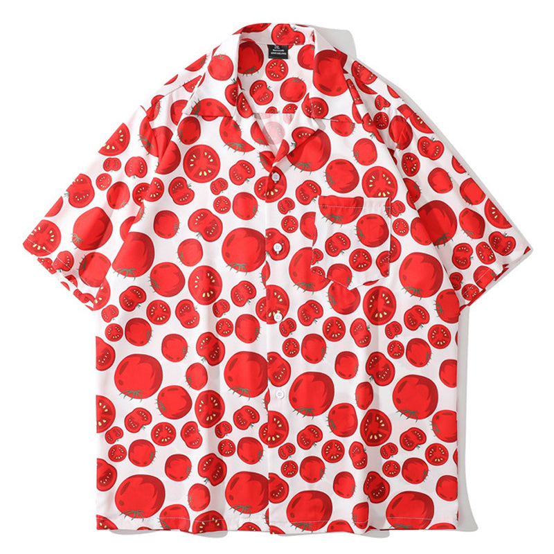 New summer tomato print short sleeve shirt