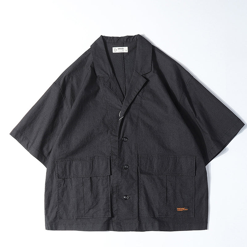 New for summer: Plain suit shirt with folded collar and short sleeves