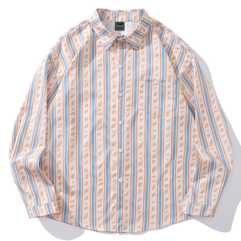Spring New Vertical Striped Print Long Sleeve Shirt